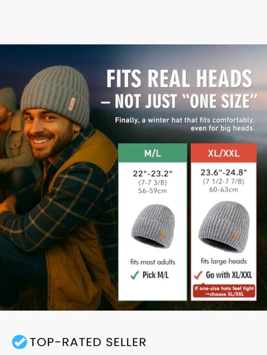 Fleece Lined Winter Beanie Waterproof Knit Skull Cap Unisex Warm Hat main image 4